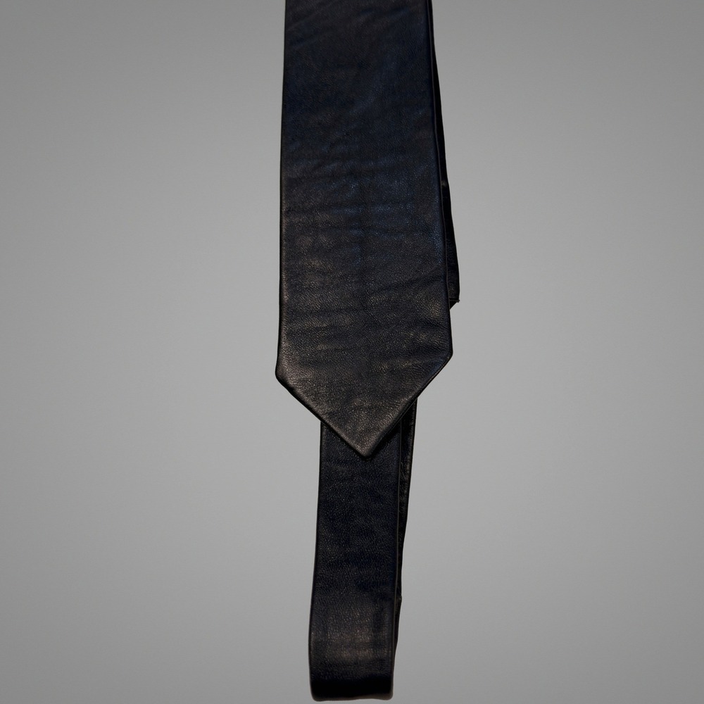 Unbranded Leather Necktie One Size Mens Vintage Goth Rocker Black